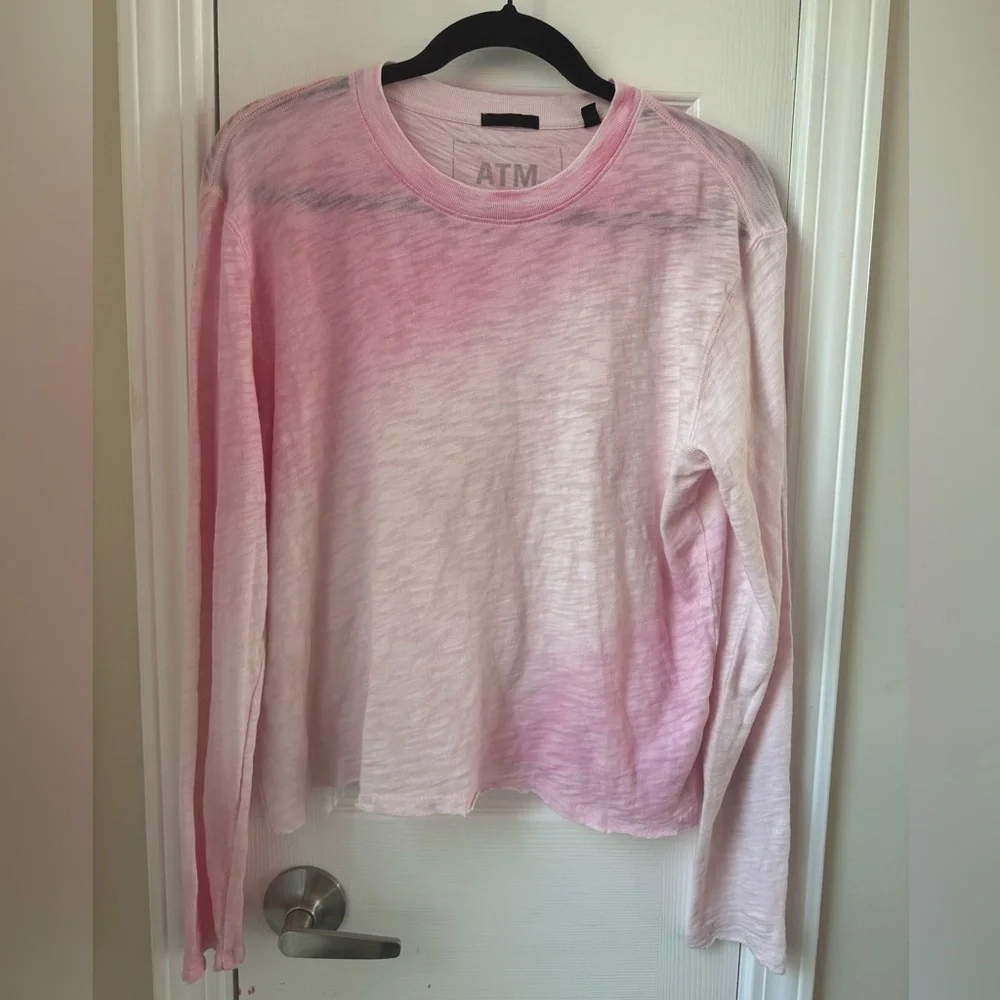 ATM Anthony Thomas Melillo Slub Jersey Long Sleeve Destroyed Wash Tee Size M